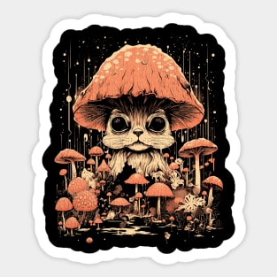 Psychedelic Mushroom Cat Sticker